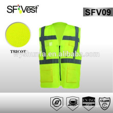 2015 nuevo chaleco de seguridad al por mayor de diseño con tricot 100% poliéster .EN ISO 20471: 2013